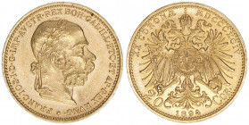 Franz Joseph I. 1848-1916
20 Kronen, 1894. Gold
Wien
6,76g
ANK 24
vz/stfr