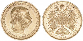 Franz Joseph I. 1848-1916
20 Kronen, 1897. Gold
Wien
6,77g
ANK 24
vz/stfr