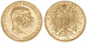 Franz Joseph I. 1848-1916
10 Kronen, 1910. Gold - St.Schwartz
Wien
3,39g
ANK 23
vz/stfr