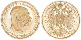 Franz Joseph I. 1848-1916
10 Kronen, 1911. Gold - St.Schwartz
Wien
3,39g
ANK 23
stfr