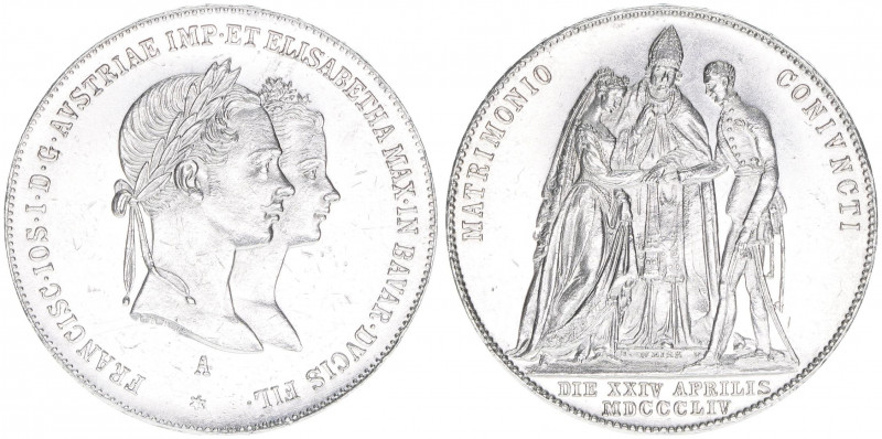 Franz Joseph I. 1848-1916
1 Gulden, 1854 A. auf die Hochzeit mit Elisabeth - sel...