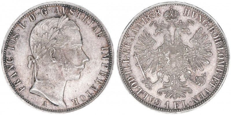 Franz Joseph I. 1848-1916
1 Gulden, 1858 A. Wien
12,32g
J.328
vz-