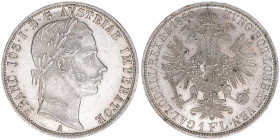 Franz Joseph I. 1848-1916
1 Gulden, 1860 A. Wien
12,35g
J.328
vz/stfr