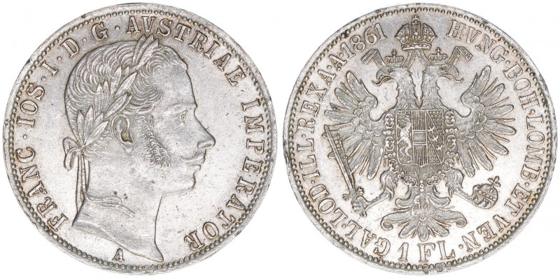 Franz Joseph I. 1848-1916
1 Gulden, 1861 A. Wien
12,33g
J.328
stfr-