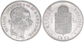 Franz Joseph I. 1848-1916
1 Forint, 1879 KB. Kremnitz
12,33g
ANK 93
vz/stfr