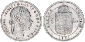 Franz Joseph I. 1848-1916
1 Forint, 1881 KB. Kremnitz
12,24g
ANK 93
ss