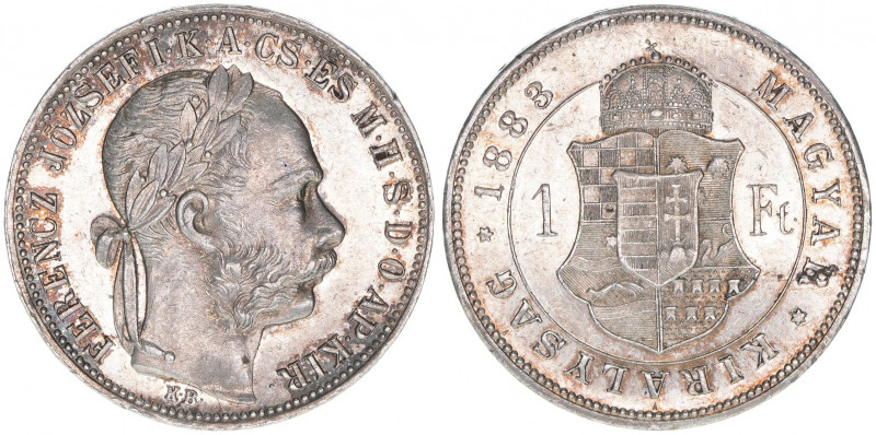 Franz Joseph I. 1848-1916
1 Forint, 1883 KB. Kremnitz
12,35g
ANK 94
stfr