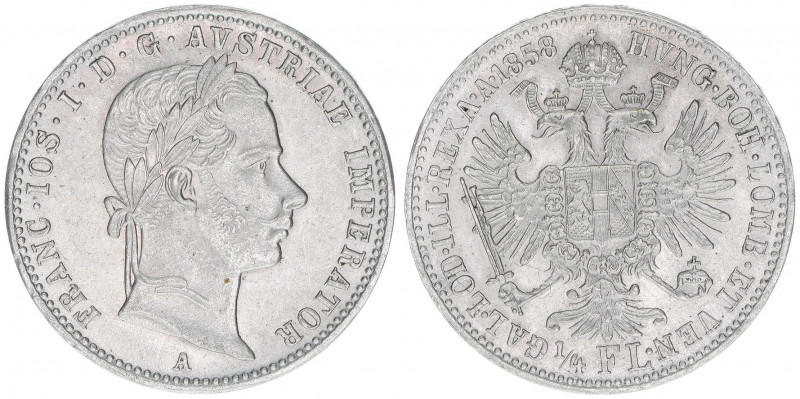 Franz Joseph I. 1848-1916
1/4 Gulden, 1858 A. Wien
5,35g
J.326
stfr