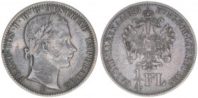 Franz Joseph I. 1848-1916
1/4 Gulden, 1859 B. Kremnitz
5,26g
J.327
ss+