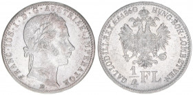 Franz Joseph I. 1848-1916
1/4 Gulden, 1860 B. Kremnitz
5,31g
J.327
vz-