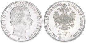 Franz Joseph I. 1848-1916
1/4 Gulden, 1860 B. Kremnitz
5,33g
J.327
stfr