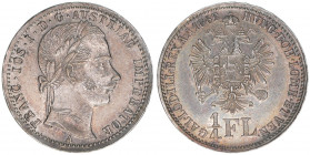 Franz Joseph I. 1848-1916
1/4 Gulden, 1862 A. Wien
5,33g
ANK 24
vz/stfr
