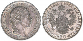 Franz Joseph I. 1848-1916
20 Kreuzer, 1856 B. Wien
4,33g
J.294
vz/stfr