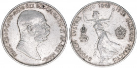 Franz Joseph I. 1848-1916
5 Kronen, 1908. zum 60jährigen Regierungsjubiläum
Wien
23,86g
ANK 72
vz