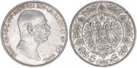 Franz Joseph I. 1848-1916
5 Kronen, 1909. ohne Medailleurnamen
Wien
23,93g
ANK 73
ss/vz