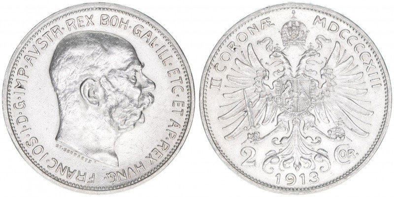 Franz Joseph I. 1848-1916
2 Kronen, 1913. Wien
10,00g
ANK 70
stfr