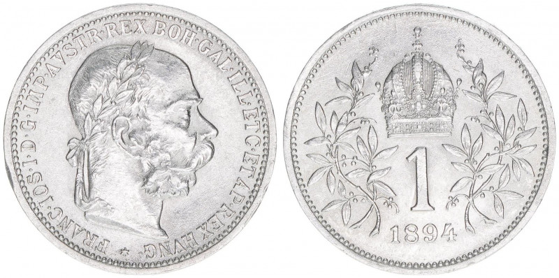 Franz Joseph I. 1848-1916
1 Krone, 1894. Wien
4,97g
ANK 67
stfr