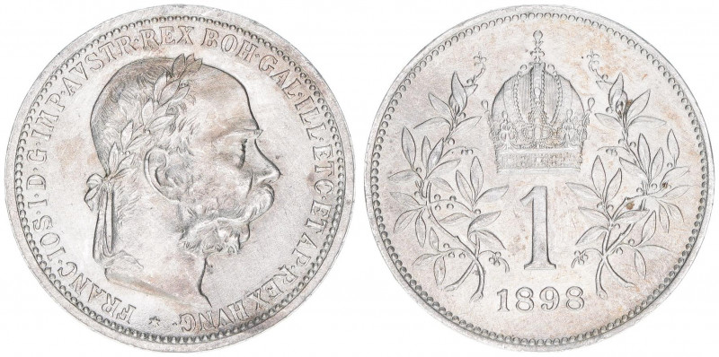 Franz Joseph I. 1848-1916
1 Krone, 1898. Wien
5,00g
ANK 67
stfr