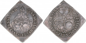 Wolf Dietrich von Raitenau 1587-1612
Erzbistum Salzburg. Talerklippe, ohne Jahr. Typ Stifts- und Geschlechtswappen nebeneinander - äußerst selten
Salz...