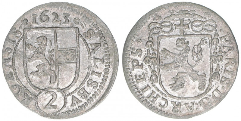 Paris Graf Lodron 1619-1653
Erzbistum Salzburg. 2 Kreuzer, 1623. Salzburg
1,19g
...
