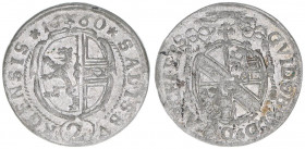 Guiodobald Graf Thun-Hohenstein 1654-1668
Erzbistum Salzburg. 1/2 Batzen, 1660. Salzburg
1,10g
Zöttl 1829, Probszt 1507
ss/vz