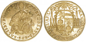 Max Gandolph Graf Kuenburg 1668-1687
Erzbistum Salzburg. Dukat, 1683. Salzburg
3,50g
Zöttl 1951, Probszt 1628
stfr-