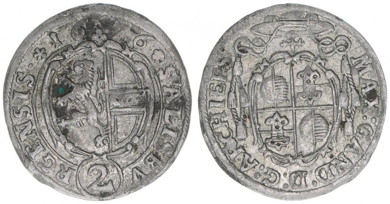 Max Gandolph Graf Kuenburg 1668-1687
Erzbistum Salzburg. 1/2 Batzen, 1676. Salzb...