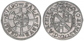 Johann Ernst Graf Thun-Hohenstein 1687-1709
Erzbistum Salzburg. Kreuzer, 1690. Salzburg
0,86g
Zöttl 2246, Probszt 1882
stfr