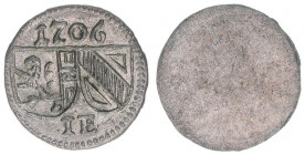 Johann Ernst Graf Thun-Hohenstein 1687-1709
Erzbistum Salzburg. Pfennig, 1706. Salzburg
0,36g
Zöttl 2307, Probszt 1940
vz/stfr