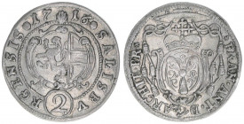 Franz Anton Fürst von Harrach 1709-1727
Erzbistum Salzburg. 1/2 Batzen, 1716. Sondertyp Muschel
Salzburg
1,15g
Zöttl 2475, Probszt 2061
vz