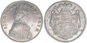 Sigismund III. Graf Schrattenbach 1753-1771
Erzbistum Salzburg. 1/2 Taler, 1769. Salzburg
14,03g
Zöttl 3022, Probszt 2308
vz-