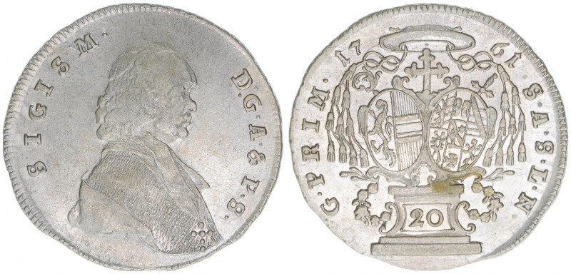 Sigismund III. Graf Schrattenbach 1753-1771
Erzbistum Salzburg. 20 Kreuzer, 1761...