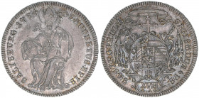 Sigismund III. Graf Schrattenbach 1753-1771
Erzbistum Salzburg. 17 Kreuzer, 1754. Salzburg
6,14g
Zöttl 3054, Probszt 2332
stfr-
