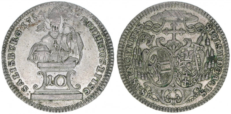 Sigismund III. Graf Schrattenbach 1753-1771
Erzbistum Salzburg. 10 Kreuzer, 1754...