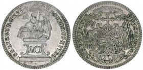 Sigismund III. Graf Schrattenbach 1753-1771
Erzbistum Salzburg. 10 Kreuzer, 1754. Typ Girlande
Salzburg
3,93g
Zöttl 3057, Probszt 2333
vz-