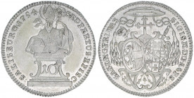 Sigismund III. Graf Schrattenbach 1753-1771
Erzbistum Salzburg. 10 Kreuzer, 1754. Typ Girlande und Klee
Salzburg
3,91g
Zöttl 3057, Probszt 2333
stfr
