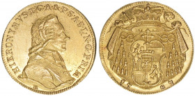 Hieronymus Graf Colloredo 1772-1803
Erzbistum Salzburg. Dukat, 1787. Salzburg
3,47g
Zöttl 3153, Probszt 2402
vz