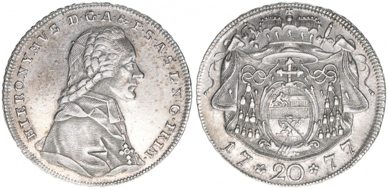 Hieronymus Graf Colloredo 1772-1803
Erzbistum Salzburg. 20 Kreuzer, 1777. ohne S...
