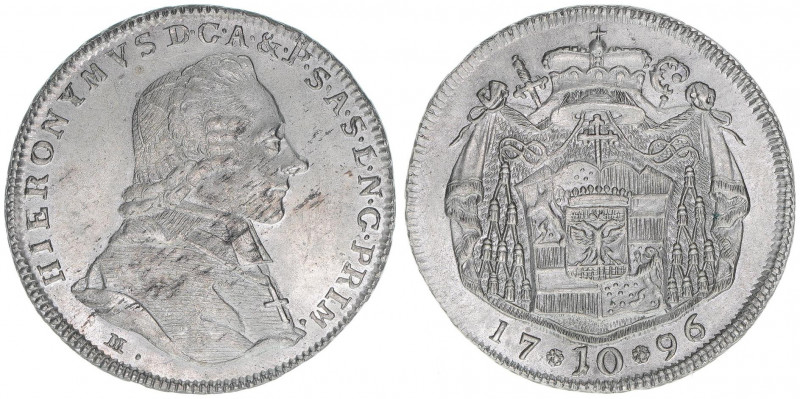 Hieronymus Graf Colloredo 1772-1803
Erzbistum Salzburg. 10 Kreuzer, 1796. Salzbu...