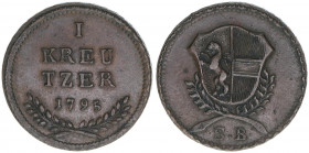 Hieronymus Graf Colloredo 1772-1803
Erzbistum Salzburg. 1 Kreuzer, 1795. Salzburg
6,00g
Zöttl 3350, Probszt 2555
vz