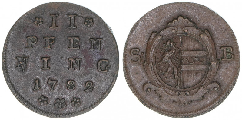 Hieronymus Graf Colloredo 1772-1803
Erzbistum Salzburg. 2 Pfennige, 1782. Salzbu...
