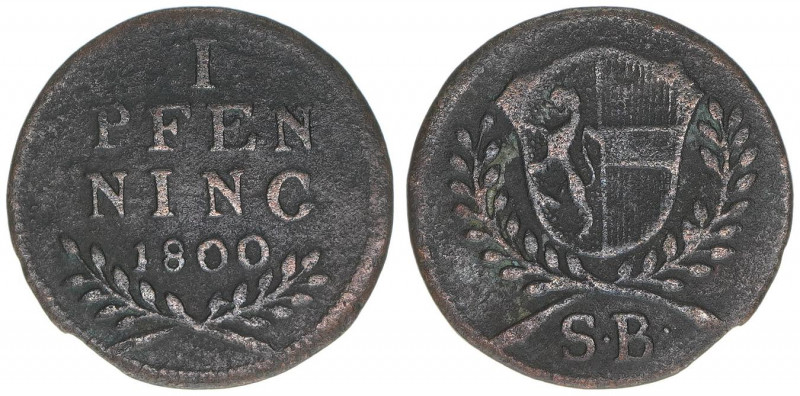 Hieronymus Graf Colloredo 1772-1803
Erzbistum Salzburg. Pfennig, 1800. Lorbeer h...