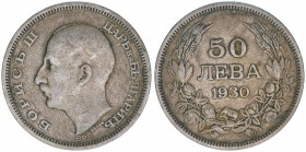 50 Leva, 1930
Bulgarien. 9,84g. Schön 42
ss-