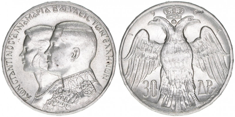 Konstantin II. 1964-1973
Griechenland. 30 Drachmai, 1964. Silber
12,00g
Schön 87...