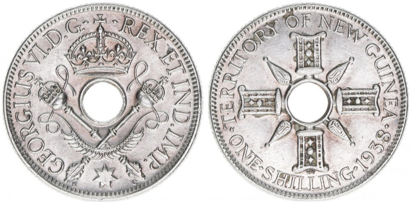 Georg VI.
Großbritannien - Mandatsgebiet New Guinea. 1 Shilling, 1938. Silber
5,...