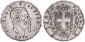 Victor Emanuel II.
Italien. 5 Lire, 1870. Silber
24,82g
Kahnt/Schön 14
Rf.
ss