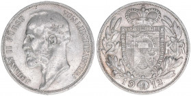 Johann II. 1858-1929
Liechtenstein. 2 Kronen, 1912. Silber
10,00g
Schön 3
ss+