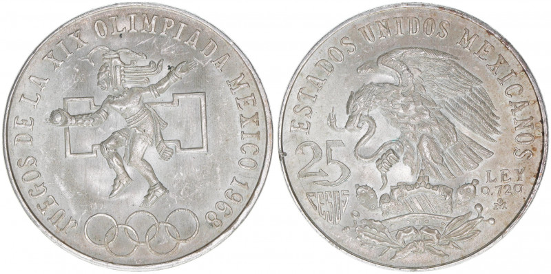 25 Pesetas, 1968
Mexiko. Silber. 22,58g
Schön 63
vz-