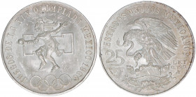 25 Pesetas, 1968
Mexiko. Silber. 22,58g
Schön 63
vz-