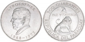 Stoessner 1968-1973
Paraguay. 300 Guaranies. Silber
26,69g
Schön 24
vz